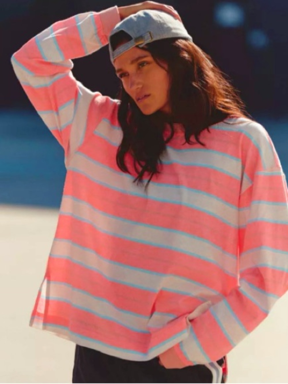 Free People FP Movement Printed Hustle Layer Top Neon Coral XS